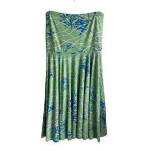 JMcLaughlin Strapless Maxi Dress Nautical Rope Starfish Print Green Blue‎ L